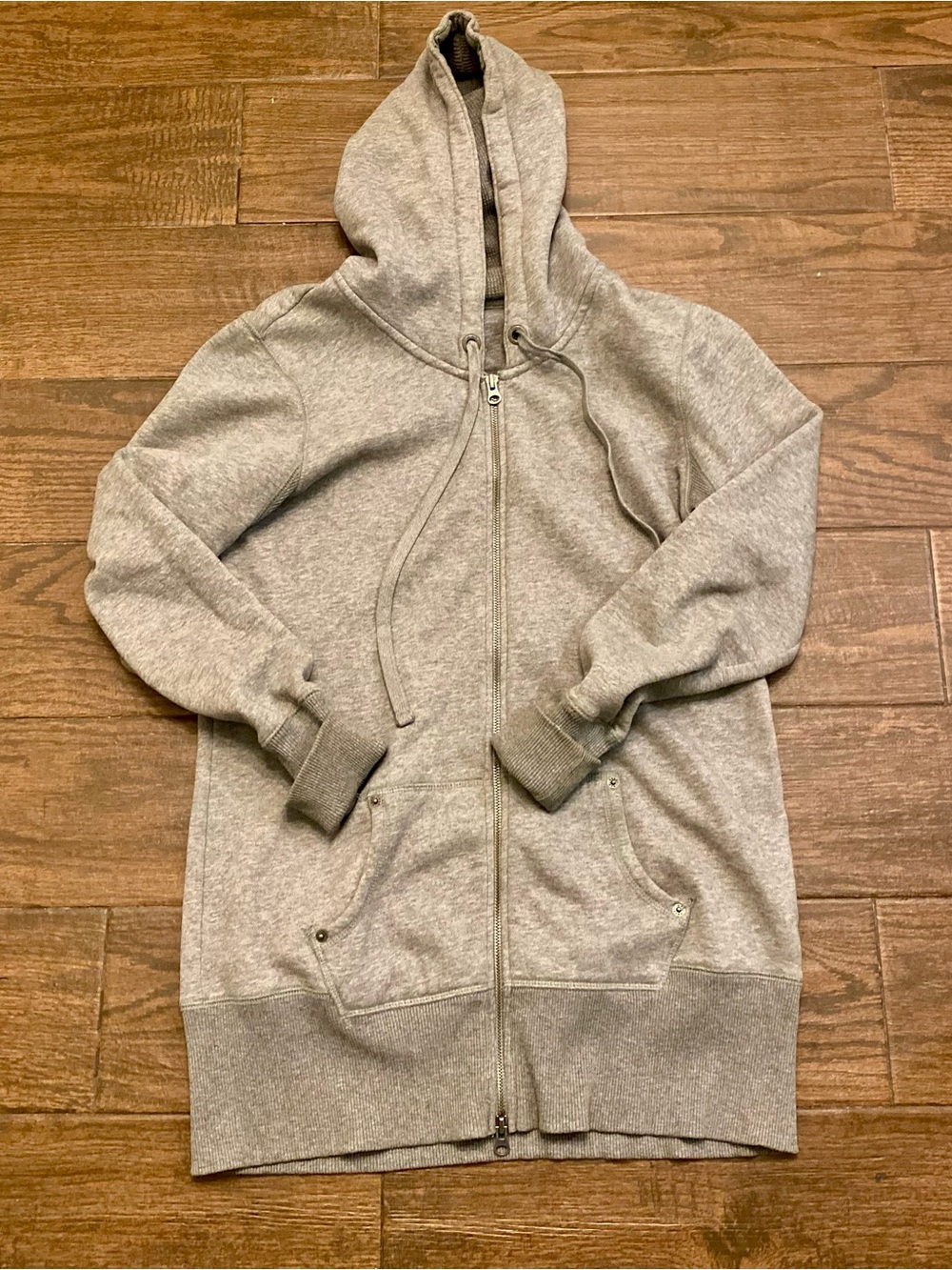 Gap heather grey full-zip longline hoodie
